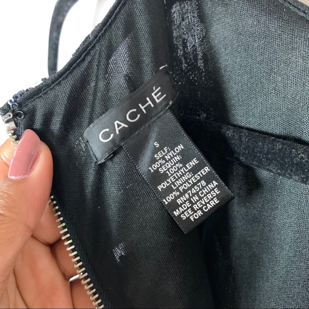 Cache Patterned Sequin Bodycon Halter Mini Dress - image 5